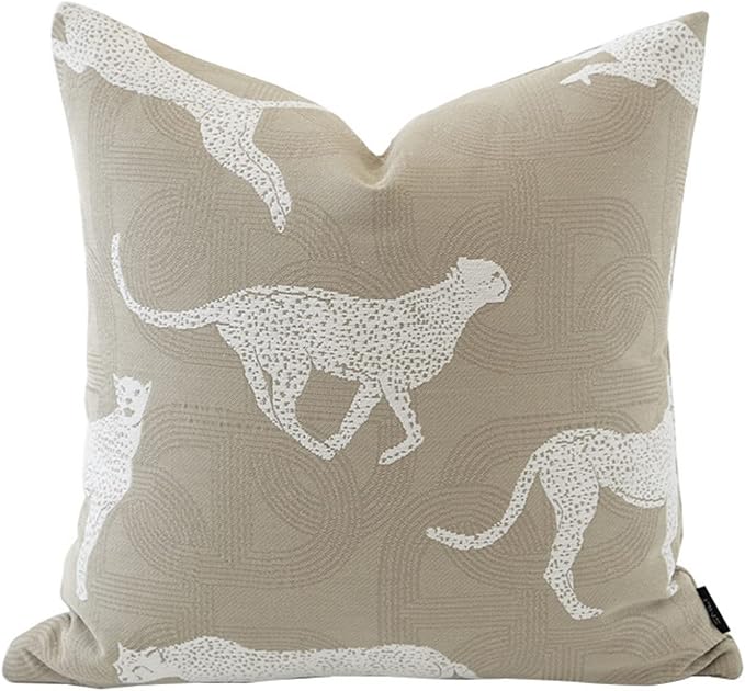 Croker Horse 18x18'' Inches Throw Pillow Cushion Cover - Leopard Pattern Chenille Jacquard Luxury Modern Style Couch Sofa Pillow for Living Room Bedroom