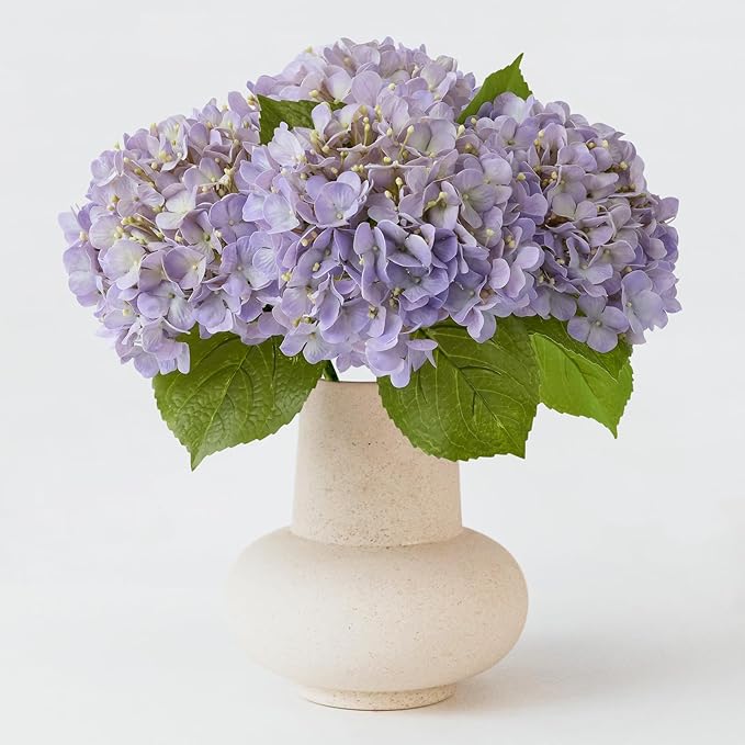 ZYTUYO 20inch 4PCS LilacLight Purple Hydrangea Artificial Flowers Lilac Real Touch Fake Hydrangeas with Long Stem for Indoor Outdoor Porch Living Room Home Decor Party Wedding Xmas Table Centerpieces