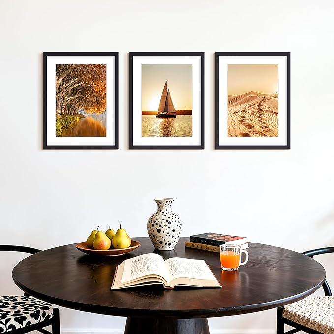 upsimples 13x17 Picture Frame, Display Pictures 10x14 with Mat or 13x17 Without, Wall Hanging Photo Frame, Black, 1 Pack