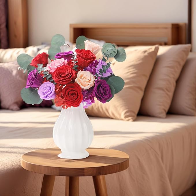 Lovenfold Flowers for Delivery Birthday Flowers Gift for Her,Preserved Flowers Bouquet 12 Roses Mixed Bouquet,Rose Gifts for Women Mom Grandma(Mixed 12 Red Roses)
