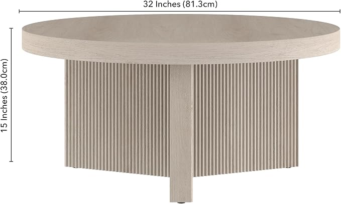 Henn&Hart Holm Coffee Table, 32" Wide, White