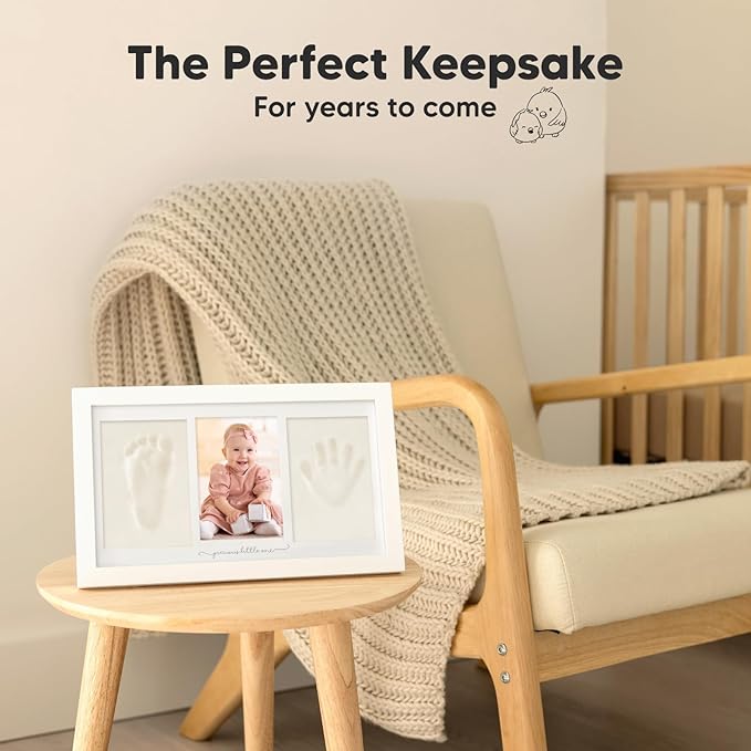 KeaBabies 12 Months Baby Picture Frame for Newborn Girl, Boy and Baby Handprint & Footprint Kit - My First Year Photo Frame, Monthly Photo Keepsake - Duo Photo Display