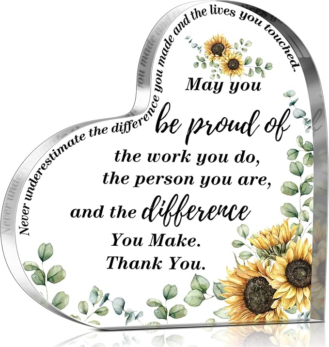 Yinder Thank You Gifts for Women Appreciation Gifts for Coworker Employee Nurse Teacher Leader Boss Inspirational Quotes Acrylic Desk Decor for Home Office Farewell Retirement