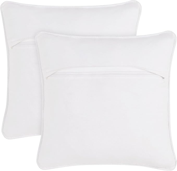 Boho Living Jada 2 Pc Decorative Throw Pillow Covers, Pillow Insert not Included, Premium Woven Design, Living Room Décor, (2) 20" x 20", White
