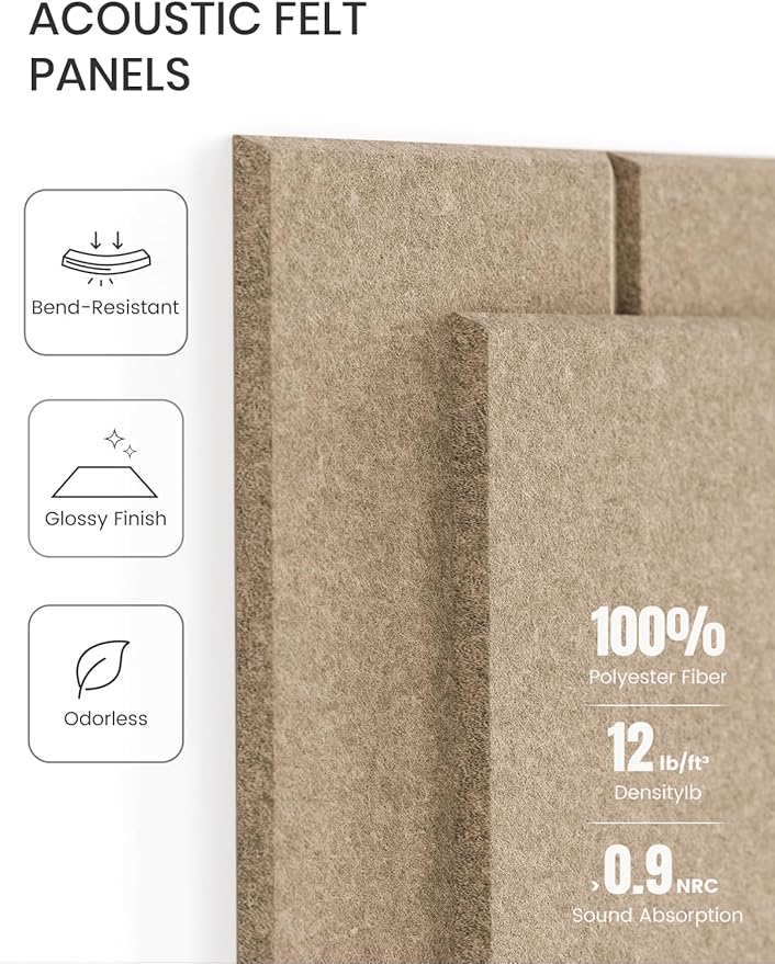 Large Felt Bulletin Board 36"x24" Cork Board Alternative - 6 Pack with 40 Safe Removable Adhesive Tabs, Cork Boards for Walls Felt Board for Home Office Classroom Pin Board-Taupe
