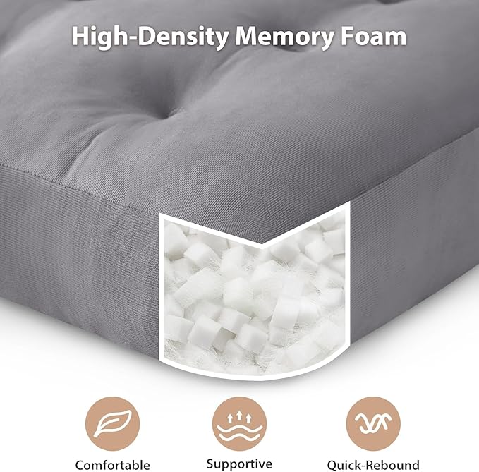 Meditation Floor Pillow Set of 4, Square Large Pillows Seating for Adults, Meditation Cushion Pillow,Tufted Corduroy Cushion for Tatami Living Room or Yoga, Light Gray, 22x22 Inch