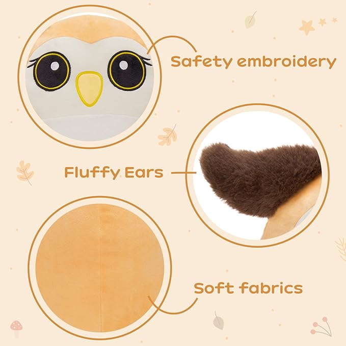MaoGoLan Owl Stuffed Animals with Babies Inside,Ultra Soft Owl Plush Throw Pillow with 3 Adorable Baby Owls Plushie,Squishy Stuffed Collection Gift for Owl Lover,Kids,Teens,16"