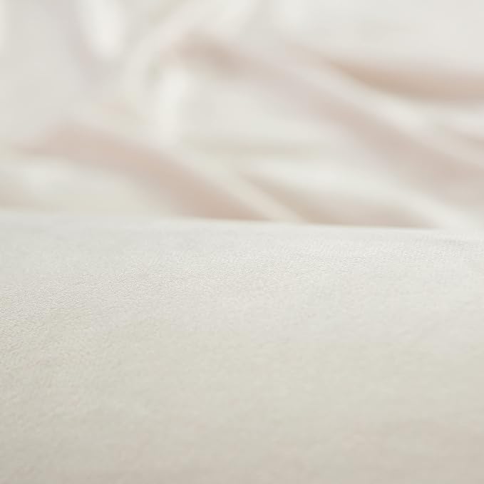 Chanasya Premium Velour Velvet Duvet Cover Set - Duvet Cover (68” x 90”) & 1 Pillow Sham (20” x 26”) - 2-Piece Set - Ivory, Twin Size