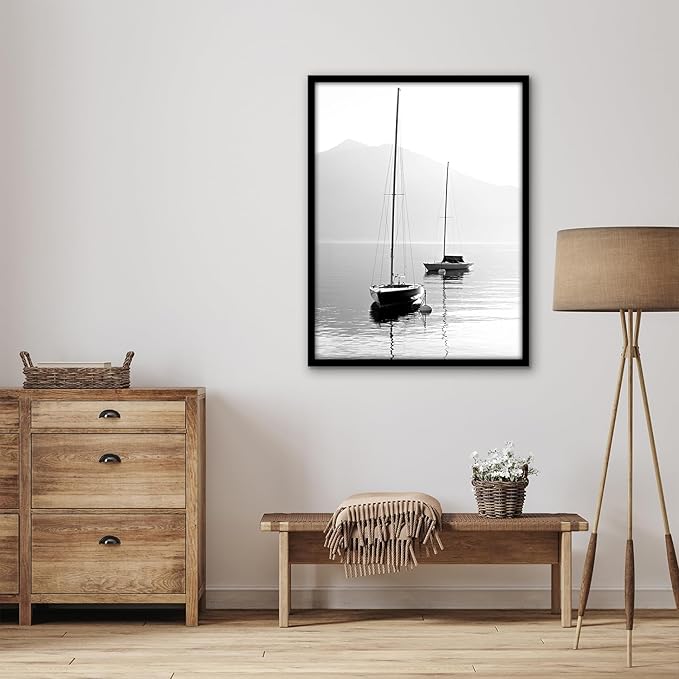Americanflat 24x32 Poster Frame with Polished Plexiglass - Streamline Collection - Thin Border Picture Frame for Wall Display - Hanging Hardware Included - Black