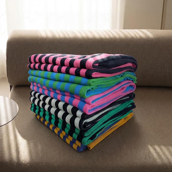 BOV Knit Lightweight Summer Blanket - 100% Viscose Super Soft Breathable Decorative Throw Blanket for Chair Couch Sofa Bed, Perfect Self Care Gifts for Women, Berry & Charcoal Stripe 50"x60"