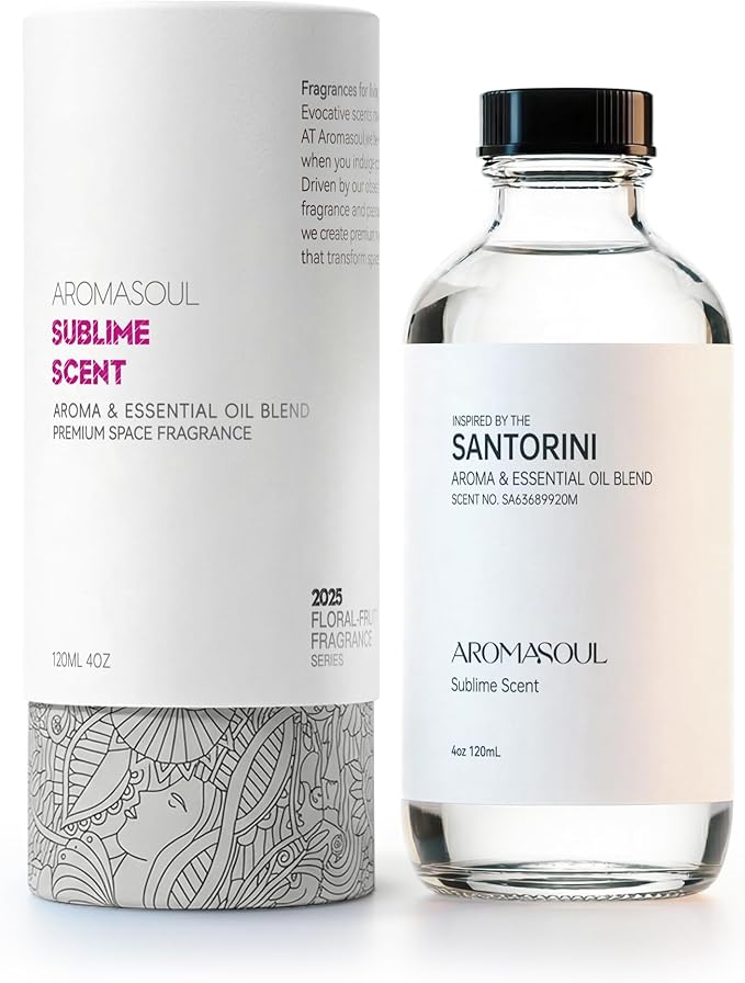 Hotel Diffuser Oil Inspired by Santorini Scent - Premium Fragrance Oil for Ultrasonic and Waterless Diffuser - 120 mL, 4 fl oz