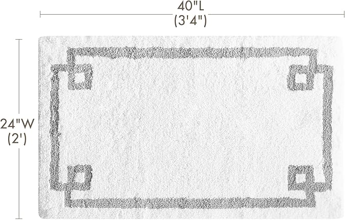 Madison Park Evan 100% Cotton Bathroom Rug Non Slip Backing-Luxrurious Tufted Plush Bath Mat Absorbent, Quick Dry, Spa Design Shower Room Décor, 24x40, White