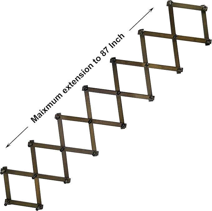 SKOLOO Accordion Wall Hanger with 22 Hooks, Modern Expandable Coat Rack Hat Rack for Wall, Solid Wooden, Dark Walnut Color