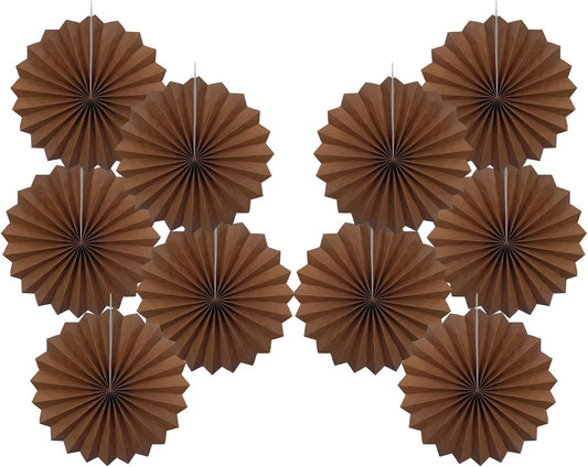 Brown Party Decorations,Brown Wedding Decorations for Party Events Accessories,Brown Birthday Decorations,Boho Party Decoration,Fall Decorations 8in Hanging Paper Fans 30 Color DIY Set(Brown)