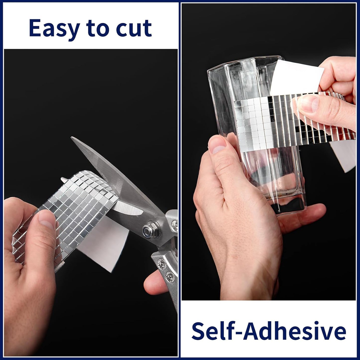 Art3dwallpanels 12 Pack Self-Adhesive Glass Mirror Mosaic Tiles 4728 Pieces Small Square Mirror Tiles Sticker for DIY Craft Decoration, Disco Ball Silver