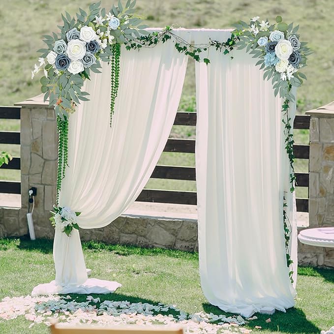 Blue Wedding Arch Flower Swags Set of 2, Artificial Arch Flower for Wedding Reception Ceremony, Bridal Shower, Baby Shower, Photo Backdrop Decorations (Blue)