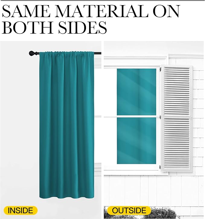 NICETOWN Peacock Blue Blackout Curtains Panels for Window, Thermal Insulated Rod Pocket Blackout Drapes/Draperies for Living Room (2 Panels, W52 x L95 inches)