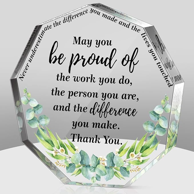 Yinder Thank You Gifts for Women Appreciation Gifts for Coworker Employee Nurse Teacher Leader Boss Inspirational Quotes Acrylic Desk Decor for Home Office Farewell Retirement