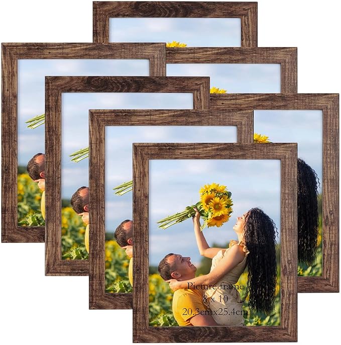 PETAFLOP 8x10 Picture Frame Set of 7, Rustic Frames Display 8 by 10 Inch Photo for Wall or Tabletop