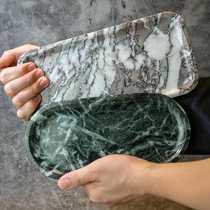 Marble Tray for Kitchen Counter,Stone Tray for Bathroom Countertop,Coffee Table,Vanity Decor Trays,Small Dresser Storage for Perfumes,Candles,Jewelry(Violet)