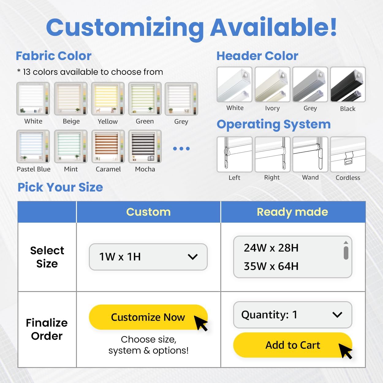 Foiresoft Standard Custom Zebra Roller Blinds for Windows [W10–105 x H10–115 Inch, Pastel_Blue, Basic], Light Filtering Dual Layer Shades for Bedroom, Living Room, Office, 13 Colors