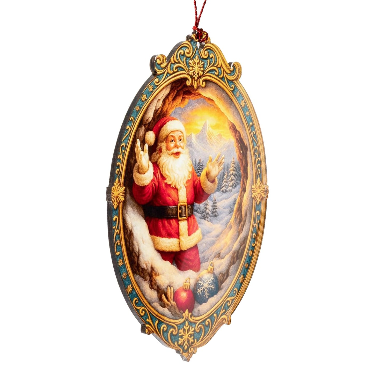 Santa Ornament – Christmas Decor | Santa Claus Ornament + Holiday Keepsake – Gift for Kids and Family – Christmas Ornament 2025 – Suncatcher Effect Stained Glass Window Hanging – Car Hanging