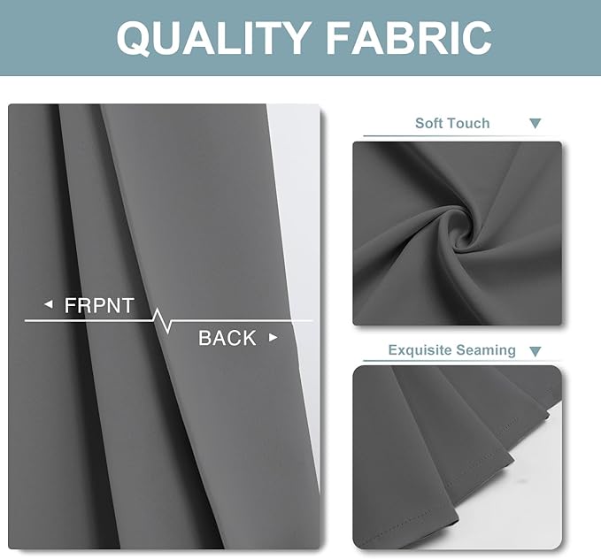 ChrisDowa Blackout Curtains 72 inches Long for Bedroom - 2 Panels Set Grommet Thermal Insulated Room Darkening Curtains for Living Room (Grey, 52 x 72 Inch)