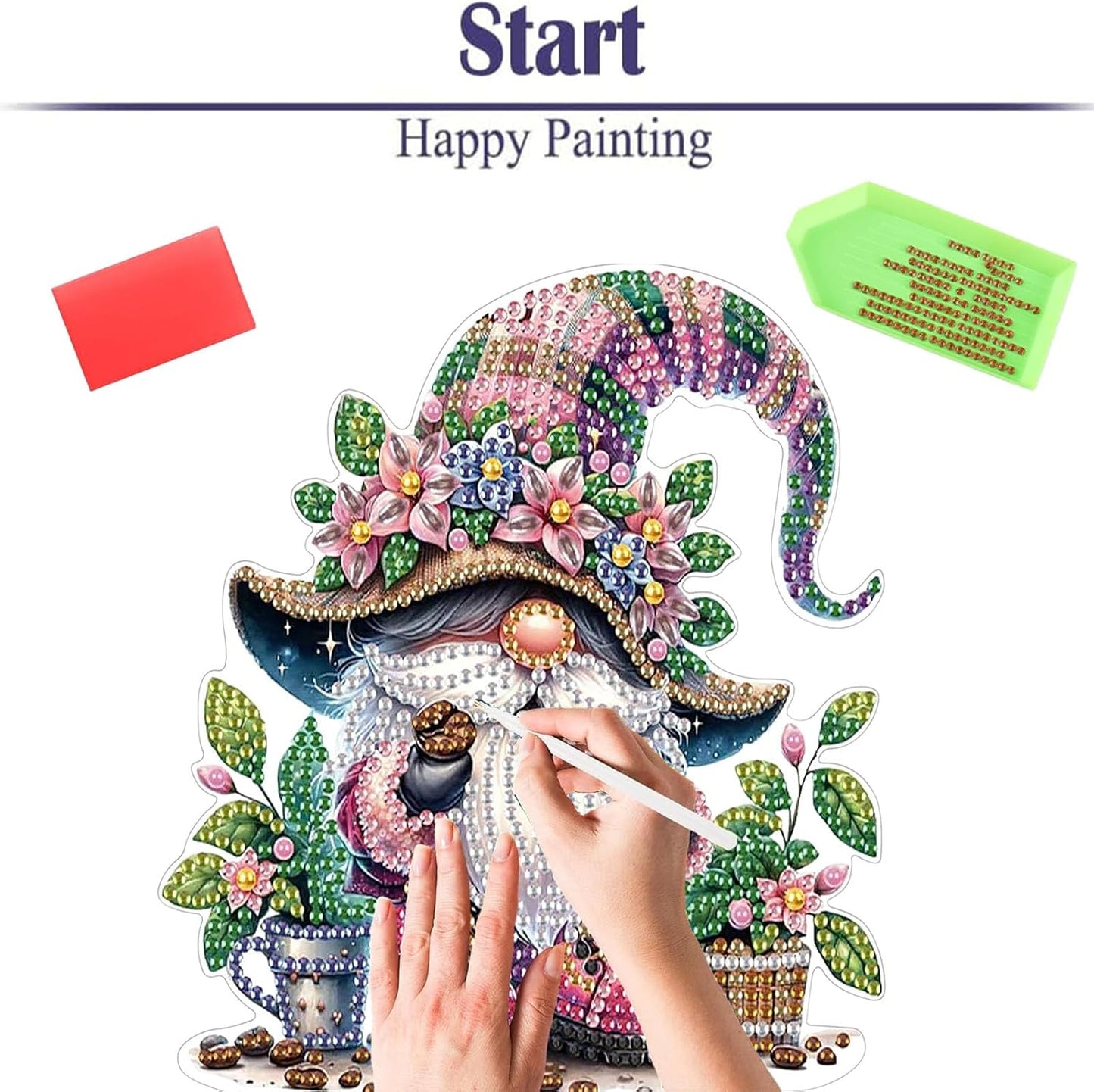 Diamond Painting Kits for Adults Beginners, 5D Full Drill Dwarf Crystal Art Desktop Ornament, DIY Single Sided Home Office Desk Decor, Creative Craft Gift Set with Tools