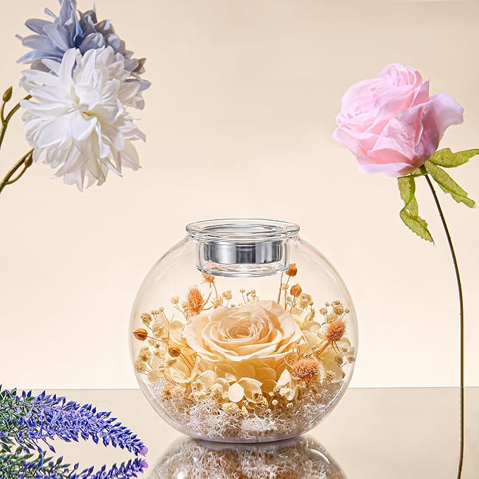 Mothers Day Rose Gifts for Mom Birthday Gift for Women Preserved Rose in Glass Dome with 2 Fragrances Eternal Purple Roses Forever Flowers for Delivery Mothers Day Flower Gifts for Mom Grandma Wife