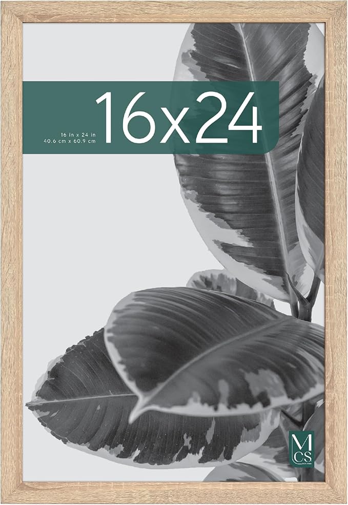 MCS Studio Gallery 16x24 Poster Frame Natural Woodgrain Engineered Wood, Vertical & Horizontal Wall Hanging Large Picture Frame for Photos, Posters & Art Prints (1-Pack)