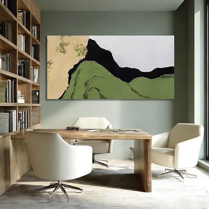 Canvas Art Large Framed Abstract Neutral Wall Decor Contemporary Wall Art for Living Room Green and White Pictures for Bedroom Colorful Artwork 29x58 Inch Large Size