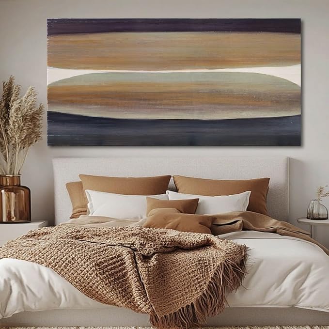 Brown and Black Abstract Wall Art – Large Framed Colorful Canvas Prints for Office, Living Room, or Bedroom Wall Decor, 24" x 48"