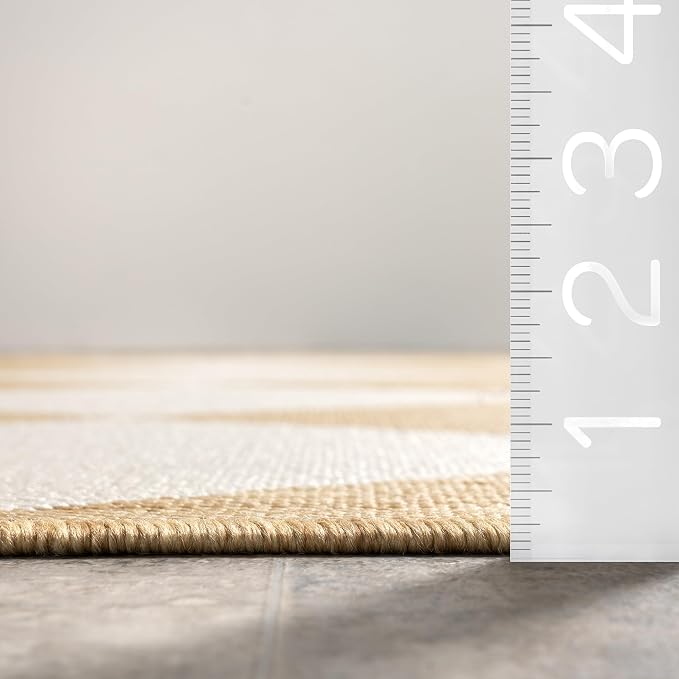 Nuloom Outdoor Performance Collection Sabina Tan/Ivory, 8' x 10', Soft, High Traffic, Stain Resistant, Easy Clean, Durable Area Rug for Indoor/Outdoor Patio, Deck, Porch, Garden, Courtyard