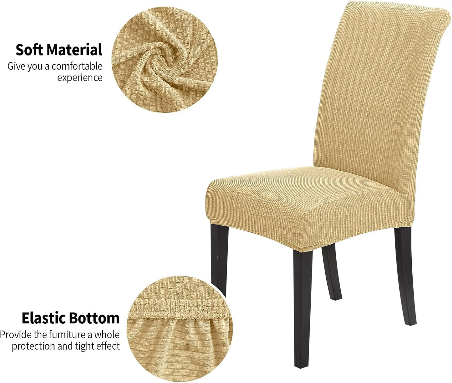 Joccun Chair Covers for Dining Room Set of 2,Dining Chair Slipcovers Stretch Dining Room Chair Covers Seat Protector,Washable Parsons Chair Cover for Home,Hotel(Parmesan,2 Pack)