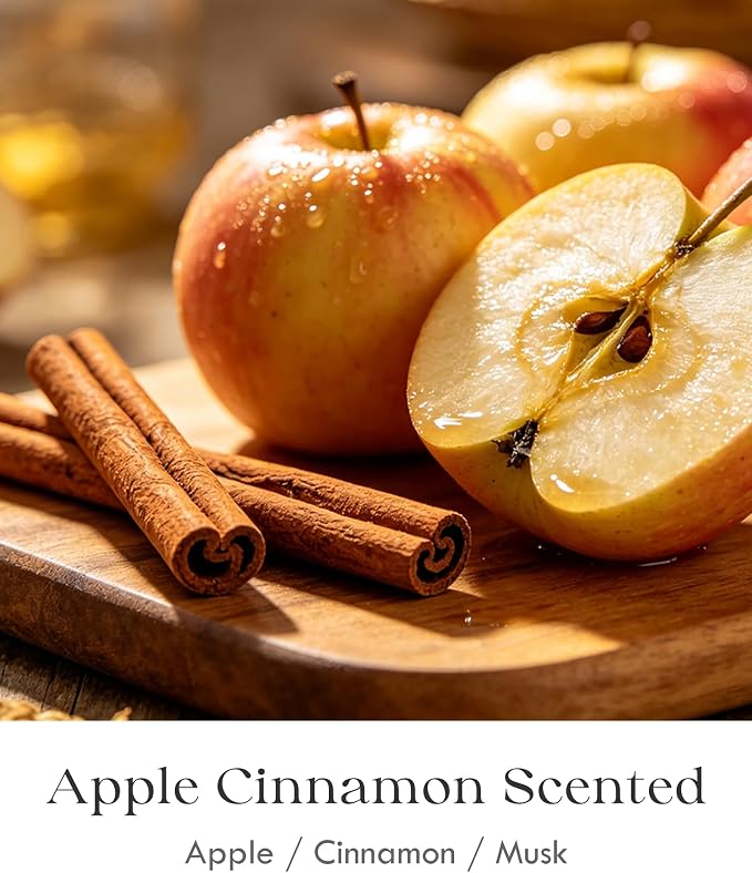 AOOVOO Apple Cinnamon Candle - 3 Wick 12oz Large Fall Candles, Soy Wax Strong Scented Candle Non Toxic, Long Lasting Aromatherapy Candle for Home, Autumn Candle Gift for Women Men