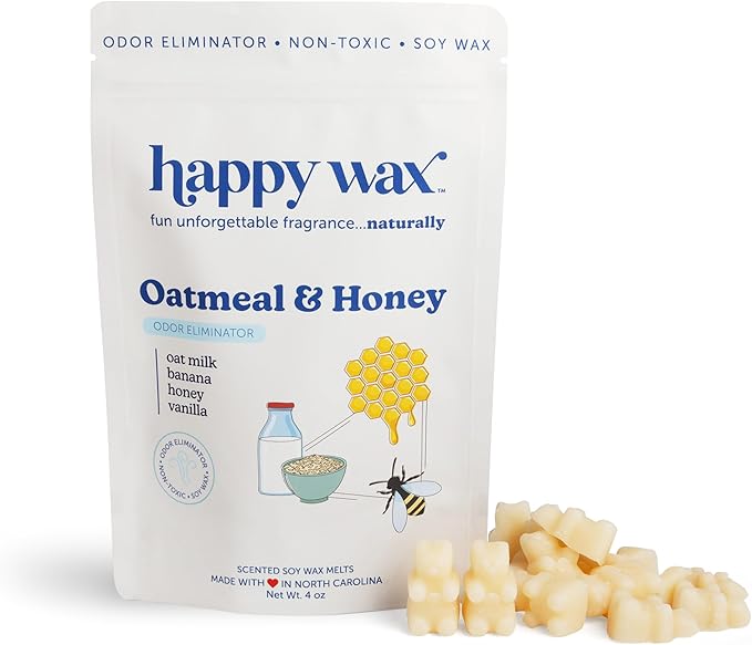Happy Wax Odor Eliminating Scented Soy Wax Melts – Oatmeal & Honey – Pet-Safe, Non-Toxic, Perfect for Use with Wax Warmers - for Home Fragrance & Freshness - 4 oz Pouch