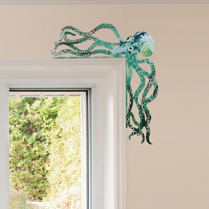 FairySandy Metal Door Frame Decoration 11.81 x 10.43 Inches Octopus Themed Home Decor for Indoor Outdoor Door Window Home Office (Gothic Style)