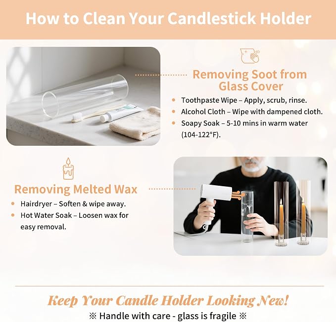 NUPTIO Fluted Candle Holder Set: Bulk Hurricane Candlestick Holders with Ribbed Glass Cylinder Sleeve - Set of 10 Tapere Candle Stick Stand for Fall Thanksgiving Christmas Decor