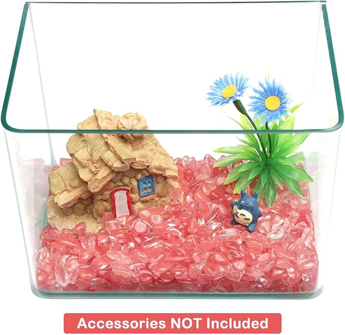 WAYBER Decorative Pebbles, 1 Lb/460g (Fill 1 Cup) Pink Crystal Quartz Stones Irregular Rock Gravel for Aquarium Turtle Tank Decoration/Succulent Plant Landscape/Flowerpot Vase Ornament