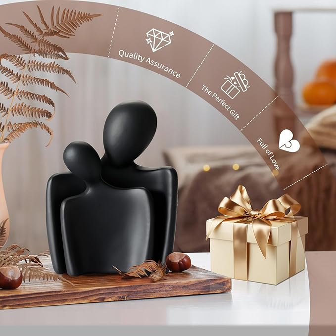 Flytime Love Couple Statue-8 Inch, Suitable for Home Modern Art Decor Sculpture Placed in TV Stand, Living Room, Bookshelf, Bedroom for Valentine's Day, Wedding, Anniversary (Black)