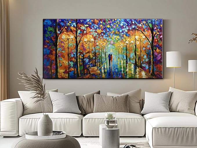 Tyed Art- Large Wall Art,Hand Painted Wall Art Landscape Oil Painting ,Wall Art for Living Room, Bedroom Office Wall Decor, Modern Textured Wall Art, Colorful Abstract Artwork Picture, Modern canvas Wall Art 60 by30 inch