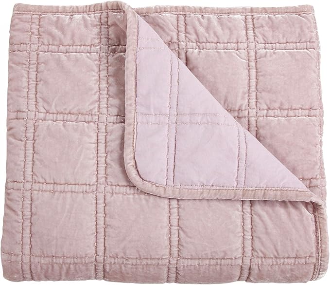 HiEnd Accents Stella Faux Silk Velvet Throw Blanket Lilac, 50x60 inch, Double Stitch Plush Soft Cozy Blankets, Luxury Decorative Throws for Couch, Bed, Sofa, Chair