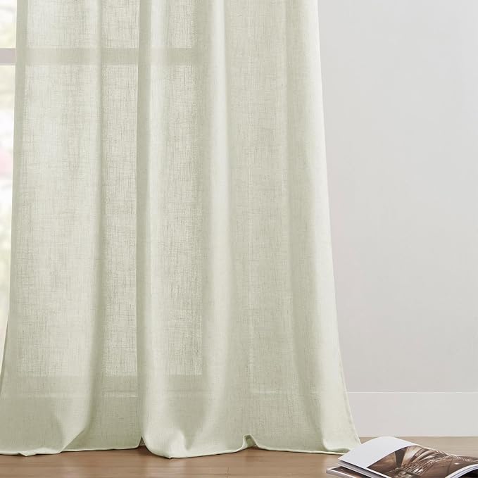 Joydeco Linen Curtains 90 Inch Length 2 Panel Sets,Light Filtering Curtains for Bedroom 52 Inch Wide Living Room Drapes with Back Tabs & Rod Pockets (W52 x L90 Inch, Oatmeal)