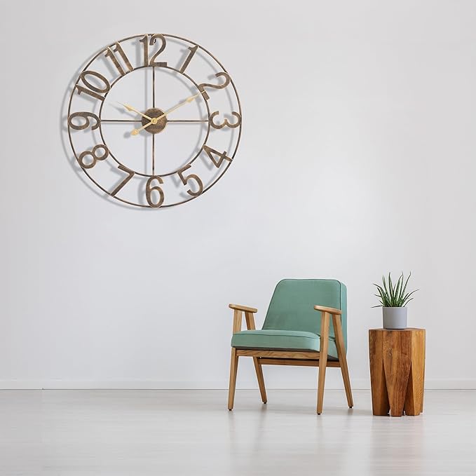 Sorbus Large Wall Clock for Living Room Decor - Wall Clock for Kitchen - 32 inch Big Wall Clock Decorative - Metal Wall Art - Analog Large Clock for Bedroom, Home, Kitchen, Office, Wall Decor (Bronze)