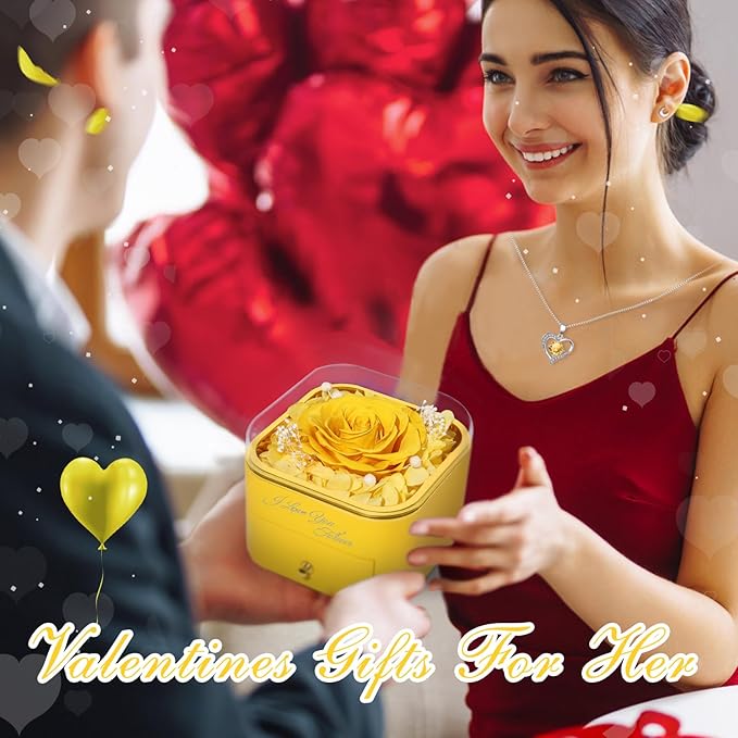 Beferr Birthday Gifts for Women Preserved Real Rose with Necklace Eternal Roses Forever Flowers for Delivery Anniversary Mothers Gifts for Mom Her Grandma Wife Sister from Daughter Son