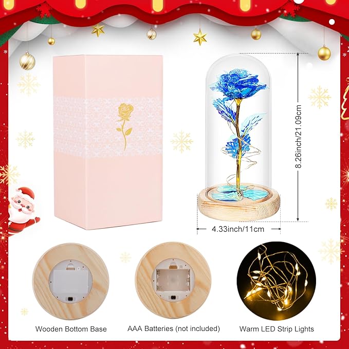 Beferr Mothers Day Rose Gifts for Mom Galaxy Glass Rose Preserved Forever Roses for Delivery Light Up Flowers in Glass Dome Anniversary Birthday Gifts for Women Grandma Wife Her Daughter Girlfriend