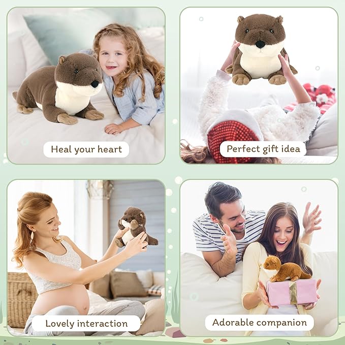 MaoGoLan 4pc River Otter Stuffed Animal with 3 Babies Inside-24in Giant Lifelike Soft Otter Plush Toys-Cuddly Wildlife Stuffed Animal for Kids