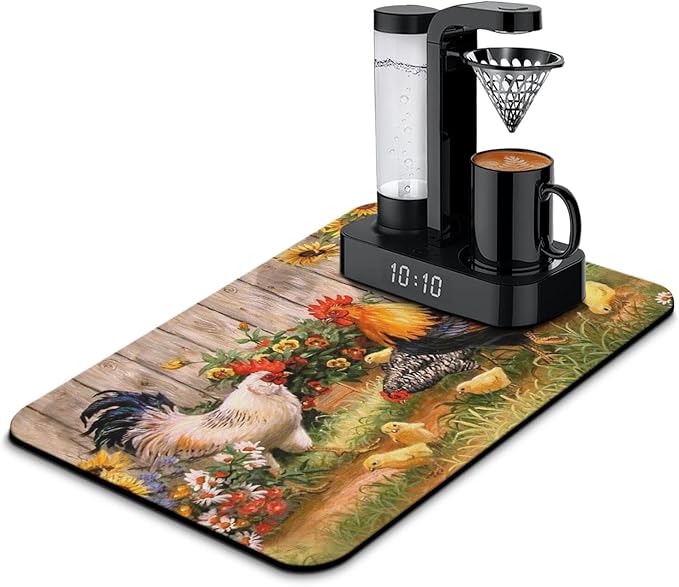 Fun Coffee Mat 23inx15in,Coffee Bar Mat for Countertops,Absorbent Hide Stain Anti-Slip Coffee Bar Accessories Fit Under Coffee Machine Mat,dish Drying Mats for Kitchen