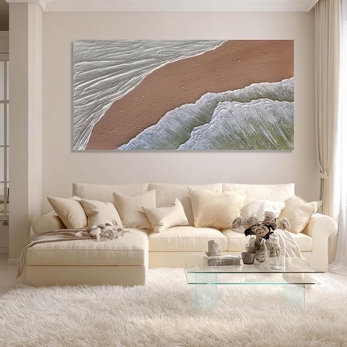 GAIDUOMAI Modern Abstract Canvas Art Coastal Wall Art Sands Beach Minimalist Textured Wall Decorations for Bedroom Office 29"x 58" Large Gallery Wall Decor
