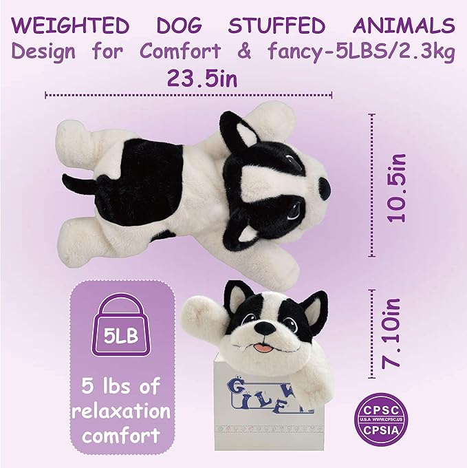 GILFWM 25" 5 lbs Dog Weighted Stuffed Animals :Big Large Weighted Plush Animal，Cute Plushie Pillow Toys,Soft Washable Weighted Plush Pillowfort Gifts for Adults Kids Girls Boys